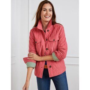 Talbots Quilted Corduroy Shirt Jacket Womens S Pink Button Front Feminine Retro